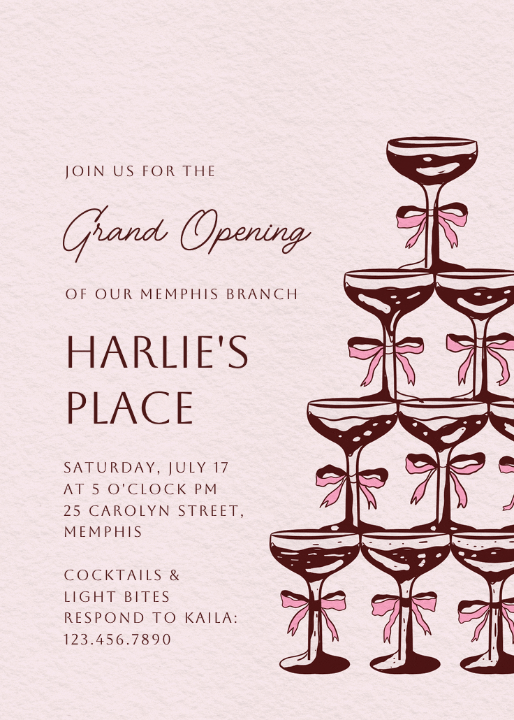 Champagne tower - grand opening invitation
